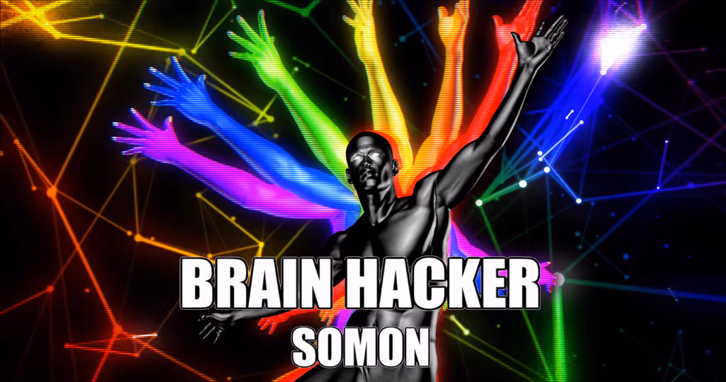 Cover art for BRAIN HACKER, illustrated by SOMON